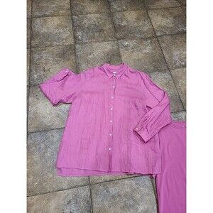 Women's J.Jill Linen Pink Button Down W/Tank